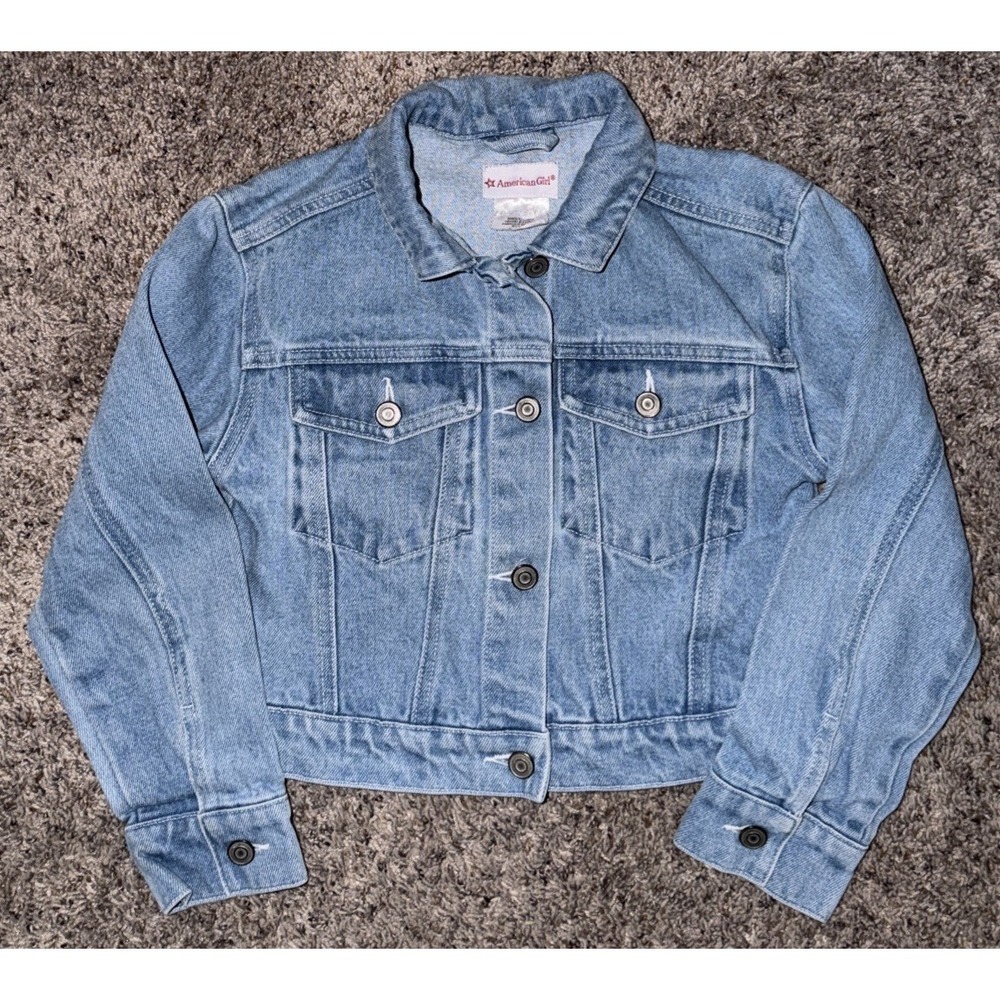 American Girl Blue Floral Embroidered Style in‎ Bloom Jean Jacket Small 7/8